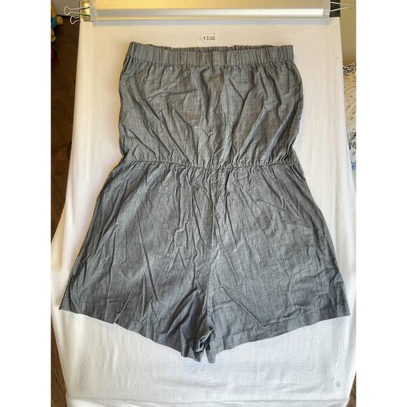Banana Republic Women Shorts Rompers Size 12 Gray 3" Inseam Strapless Denim - Picture 12 of 13